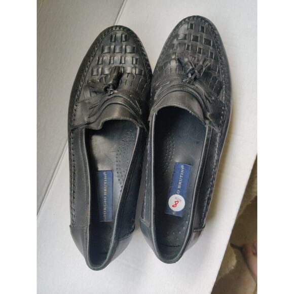 Giorgio Brutini Shoes Men's Size 8D Tassel Loafers Black Leather Slip On - Picture 1 of 6